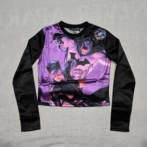 DC ✦ Partners In Crime Long Sleeve Tee ✦ Purple Black Batman Catwoman Graphic M